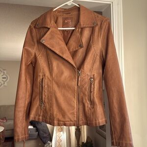 Max Studio Imitation Leather Jacket, Camel Tan Leather Jacket